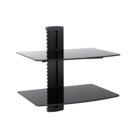 Mount Pros Wall Mounted Black 2 Tier Glass Component DVD Receiver Shelf Mount Pros Wall Mounted Black 2 Tier Glass Component DVD Receiver Shelf