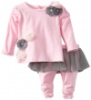 Nannette Baby-Girls Newborn 2 Piece Flower Skegging Set, Pink, 3-6 Months