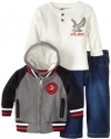 Nannette Baby-Boys Infant 3 Piece Eagle Jacket with Shirt and Pant, Gray, 24 Months