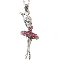 Light Pink Dancing Ballerina Dancer Ballet Dance Pendant Necklace Charm Silver Tone Designer Teens Girls Pink Ballet Dress Jewelry Light Pink Dancing Ballerina Dancer Ballet Dance Pendant Necklace Charm Silver Tone Designer Teens Girls Pink Ballet Dress Jewelry
