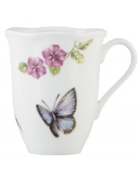 Grow your garden. The Butterfly Meadow Bloom mug from Lenox features the sturdy, scalloped porcelain of original Butterfly Meadow dinnerware but with fresh pink and violet blossoms. Grow your garden. The Butterfly Meadow Bloom mug from Lenox features the sturdy, scalloped porcelain of original Butterfly Meadow dinnerware but with fresh pink and violet blossoms.