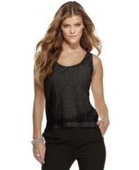 Infuse femme style into your day or night look with this lace top from Jessica Simpson! Infuse femme style into your day or night look with this lace top from Jessica Simpson!