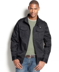 Dropping the bomb: Ecko Unltd's zip up bomber jacket detailed with military-inspired chest pockets. Dropping the bomb: Ecko Unltd's zip up bomber jacket detailed with military-inspired chest pockets.