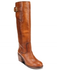 Add structure to your day. Lucky Brand's Juneau boots have a smooth round toe and a buckled strap along the top of the shaft. Pull them on and let your pulled-together look really shine. Add structure to your day. Lucky Brand's Juneau boots have a smooth round toe and a buckled strap along the top of the shaft. Pull them on and let your pulled-together look really shine.