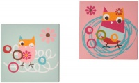Zutano Owls 2 Piece Canvas Wall Art Set, Pink Zutano Owls 2 Piece Canvas Wall Art Set, Pink