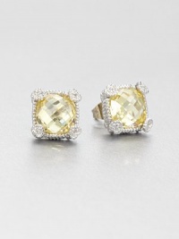 Beautifully faceted canary crystal stones set in intricately designed, sterling silver accented with dazzling white sapphires. Canary crystalsSterling silverWhite sapphiresSize, about .4Post backImported Beautifully faceted canary crystal stones set in intricately designed, sterling silver accented with dazzling white sapphires. Canary crystalsSterling silverWhite sapphiresSize, about .4Post backImported
