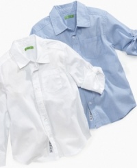 Build up his closet with the streamlined style of this Greendog shirt. Build up his closet with the streamlined style of this Greendog shirt.