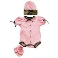 Bonnies Girls Onesie Set 3-6M Pink/Camo Trim Bonnies Girls Onesie Set 3-6M Pink/Camo Trim