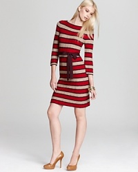 In a cozy sweater knit, this Trina Turk dress lends style in autumn-hued stripes. In a cozy sweater knit, this Trina Turk dress lends style in autumn-hued stripes.