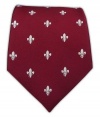 100% Silk Woven Burgundy Fleur de Lis Tie