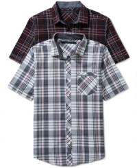 Check your cool in this stylish plaid button down by Sean John. Check your cool in this stylish plaid button down by Sean John.