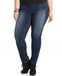 Sport the season's hottest tops with American Rag's plus size skinny jeans, featuring comfy pull-on styling. Sport the season's hottest tops with American Rag's plus size skinny jeans, featuring comfy pull-on styling.