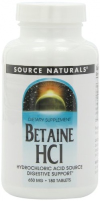 Source Naturals Betaine HCl, 650mg, 180 Tablets (Pack of 2) Source Naturals Betaine HCl, 650mg, 180 Tablets (Pack of 2)