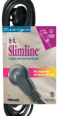 SlimLine 2243 Flat Plug 8-Foot Extension Cord, 3-Wire, Black SlimLine 2243 Flat Plug 8-Foot Extension Cord, 3-Wire, Black