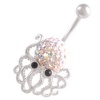 14 Gauge (1.6mm), 3/8Inch (10mm) [ Octopus ] [ Aurora Borealis ] Ferido cute new belly rings navel bar piercing Swarovski crystal long surgical steel unique button earrings AWHG - Pierced Jewellery Body Piercing Jewelry