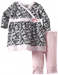 Offspring- Baby Girls Newborn Rosette Dress and Legging Set, Black Multi, 9 Months Offspring- Baby Girls Newborn Rosette Dress and Legging Set, Black Multi, 9 Months