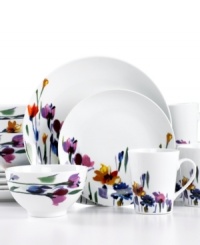 Paint the picture. The dreamy Watercolor Garden dinnerware set features impressionistic blooms on a fresh white, totally durable porcelain canvas from Gourmet Basics by Mikasa. Paint the picture. The dreamy Watercolor Garden dinnerware set features impressionistic blooms on a fresh white, totally durable porcelain canvas from Gourmet Basics by Mikasa.