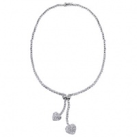 CleverSilver's CZ. Pave Diamond Silver Drop Lariat Sweetheart Necklace CleverSilver's CZ. Pave Diamond Silver Drop Lariat Sweetheart Necklace