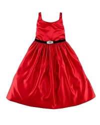 A luxe Satin Party Dress is adorned with a deco-style buckle and finished with a full, tulle-filled skirt for a timelessly pretty look. A luxe Satin Party Dress is adorned with a deco-style buckle and finished with a full, tulle-filled skirt for a timelessly pretty look.