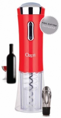 Ozeri Nouveaux II Electric Wine Opener in Red, with Free Foil Cutter, Wine Pourer and Stopper -- Ultimate Wine Gift Ozeri Nouveaux II Electric Wine Opener in Red, with Free Foil Cutter, Wine Pourer and Stopper -- Ultimate Wine Gift