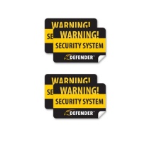 Defender SP100-ST 4 Pack of Window Warning Stickers with UV Fade Protection (Black) Defender SP100-ST 4 Pack of Window Warning Stickers with UV Fade Protection (Black)
