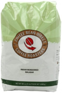 Coffee Bean Direct Indian Monsooned Malabar, Whole Bean Coffee, 5-Pound Bag Coffee Bean Direct Indian Monsooned Malabar, Whole Bean Coffee, 5-Pound Bag