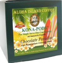 Aloha Island Coffee KONA-POD, Chocolate Paradise Dark Roast, Kona & Hawaiian Coffee Blend, 12-Count Coffee Pods Aloha Island Coffee KONA-POD, Chocolate Paradise Dark Roast, Kona & Hawaiian Coffee Blend, 12-Count Coffee Pods