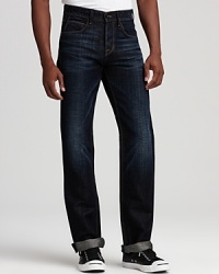 Hudson's bootcut jeans feature whiskering and fading for worn-in appeal. Hudson's bootcut jeans feature whiskering and fading for worn-in appeal.