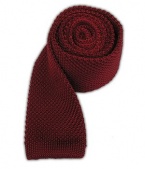 100% Silk Knit Red Skinny Tie