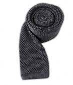 100% Silk Knit Gray Skinny Tie