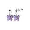 SCER168 Sterling Silver Butterfly Lavender Crystal Earrings Made with Swarovski Elements