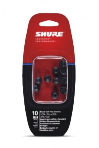 Shure EASFX2-10M Medium Soft Flex Sleeves (10 Included/5 Pair) for SE115, SE315, SE425 & SE535 Earphones (Black)