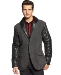 Freshen up your layered style this season with this quilted-sleeved blazer from INC International Concepts. Freshen up your layered style this season with this quilted-sleeved blazer from INC International Concepts.
