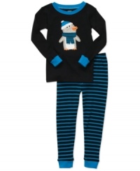 He'll flip for Carter's pajama set, complete with a fuzzy friend to wish him a good night's sleep. He'll flip for Carter's pajama set, complete with a fuzzy friend to wish him a good night's sleep.