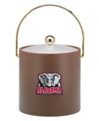 Stay cool when the competition heats up with this college football ice bucket. Textured faux leather with your team's logo and a double-walled design that keeps ice cold and condensation at a minimum make this barware a must have. Stay cool when the competition heats up with this college football ice bucket. Textured faux leather with your team's logo and a double-walled design that keeps ice cold and condensation at a minimum make this barware a must have.