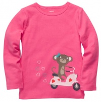 Carter's Baby Girls L/S Graphic Tee - Hot Pink Monkey Carter's Baby Girls L/S Graphic Tee - Hot Pink Monkey