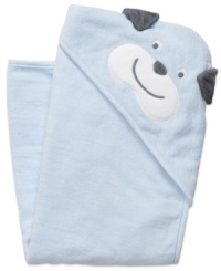 Keep him comfy and dry swaddled in Carter's puppy towel featuring an adorable dog-eared hood. Keep him comfy and dry swaddled in Carter's puppy towel featuring an adorable dog-eared hood.