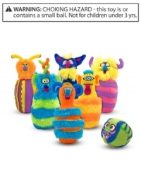 This wacky bowling set features six furry, funky-textured pins and one beastly ball! Measures 8.5 x 7 x 9. This wacky bowling set features six furry, funky-textured pins and one beastly ball! Measures 8.5 x 7 x 9.