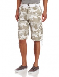 Southpole Men's Belted Ripstop Camo Cargo Short With Washing Southpole Men's Belted Ripstop Camo Cargo Short With Washing