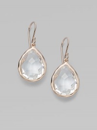 From the Ippolita Rosé Collection. Faceted clear quartz teardrops set in sterling silver and 18K gold, finished in the warm glow of 18k rose goldplating.Clear quartz An alloy of 18K gold and sterling silver plated with 18K rose gold Length, about ¾ Width, about ½ Earwires Imported 