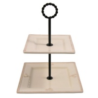 Mesa Home Products Rooster Antique White and Brushed Copper 2-Tier Stand with Plates, White/Brushed Copper Mesa Home Products Rooster Antique White and Brushed Copper 2-Tier Stand with Plates, White/Brushed Copper
