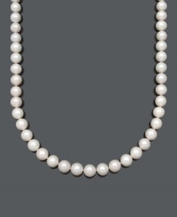 Perfectly paired with your little black dress or an every day work ensemble, pearls are just the right fit. This beautiful Belle de Mer necklace features AA+ cultured freshwater pearls (11-12 mm) with a 14k gold clasp. Approximate length: 16 inches.