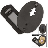 Badge Holder - Clip-On Swivel Snap Leather, Black, by Rothco Badge Holder - Clip-On Swivel Snap Leather, Black, by Rothco