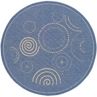 Safavieh CY1906-3103 Courtyard Collection Blue and Natural Indoor/Outdoor Round Area Rug, 6-Feet 7-Inch Safavieh CY1906-3103 Courtyard Collection Blue and Natural Indoor/Outdoor Round Area Rug, 6-Feet 7-Inch