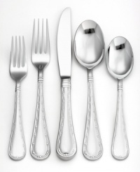 Teardrop handles trimmed in a delicate line and dot motif make the Grandin serving set from Yamazaki an elegant selection for casual tables. With a bright, lustrous finish to complement Grandin place settings. Teardrop handles trimmed in a delicate line and dot motif make the Grandin serving set from Yamazaki an elegant selection for casual tables. With a bright, lustrous finish to complement Grandin place settings.