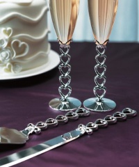 Silver Plated Stacked Hearts Cake Serving Set Silver Plated Stacked Hearts Cake Serving Set