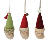 Enesco Heart of Christmas Santas with Fabric Hats Ornaments, 3-1/2-Inch, Set of 3 Enesco Heart of Christmas Santas with Fabric Hats Ornaments, 3-1/2-Inch, Set of 3
