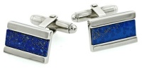 Silver plated cufflinks with lapis stripe with presentation box. Made in the USA Silver plated cufflinks with lapis stripe with presentation box. Made in the USA