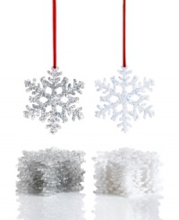 Let it snow. A flurry of glitter, these Holiday Lane snowflake ornaments turn your home into a beautiful winter wonderland. Let it snow. A flurry of glitter, these Holiday Lane snowflake ornaments turn your home into a beautiful winter wonderland.