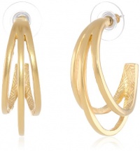 T Tahari Essentials Triple Wire Gold Colored Hoop Earrings T Tahari Essentials Triple Wire Gold Colored Hoop Earrings